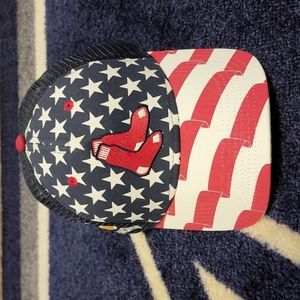 Mens OS 47 Brand Boston Red Sox Stop And Shop Stars Stripes Flag Mesh Snap-Back.